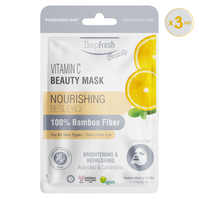 Deep Fresh - Aydınlatıcı Kağıt Maske 3 Adet | C Vitamini | Canlandırıcı