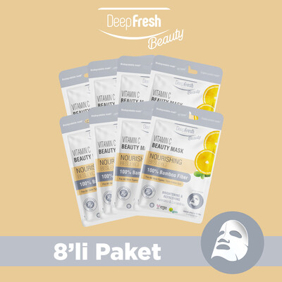 Deep Fresh - Aydınlatıcı Kağıt Maske 8 Adet | C Vitamini | Canlandırıcı