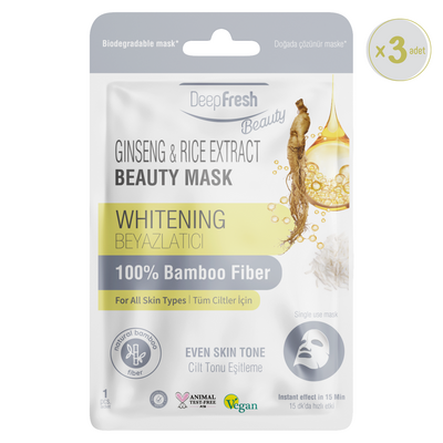 Deep Fresh - Cilt Tonu Eşitleyici Kağıt Maske 3 Adet | Ginseng ve Rice | Beyazlatıcı