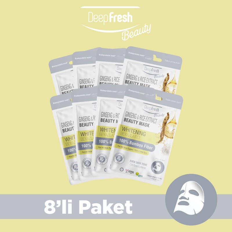 Cilt Tonu Eşitleyici Kağıt Maske 8 Adet | Ginseng ve Rice | Beyazlatıcı