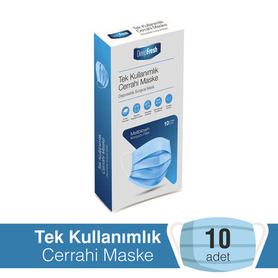 Deep Fresh - Deep Fresh 3 Katlı Telli Cerrahi Maske 10 Adet