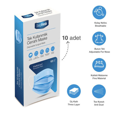 Deep Fresh 3 Katlı Telli Cerrahi Maske 10 Adet (3)
