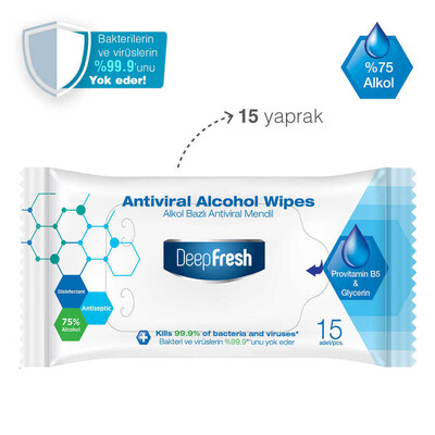 Deep Fresh Alkollü Antiviral Islak Cep Mendili 15 Yaprak (2)
