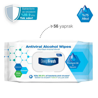 Deep Fresh Alkollü Antiviral Islak Mendil 56 Yaprak (2)