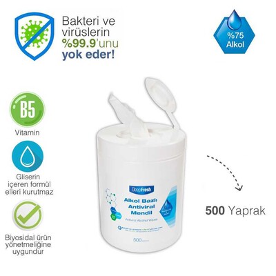 Deep Fresh Alkollü Antiviral Islak Mendil Hijyen Kovası 500 Yaprak (2)