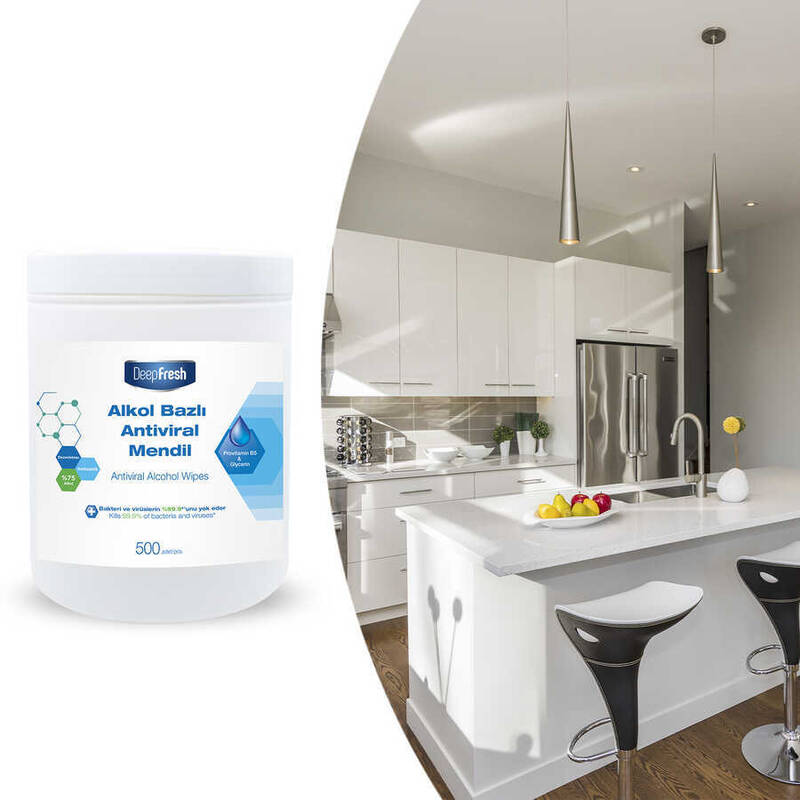 Deep Fresh Alkollü Antiviral Islak Mendil Hijyen Kovası 500 Yaprak