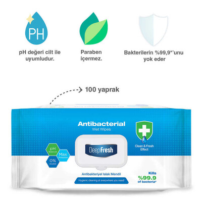 Deep Fresh Antibakteriyel Islak Mendil 100 Yaprak (2)