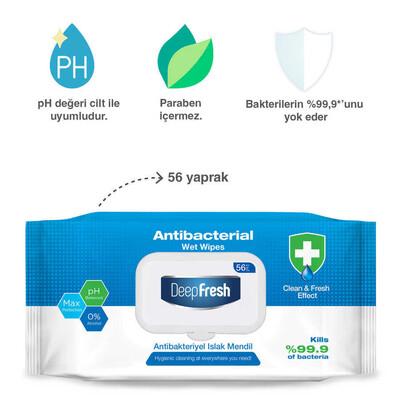 Deep Fresh Antibakteriyel Islak Mendil 56 Yaprak (2)