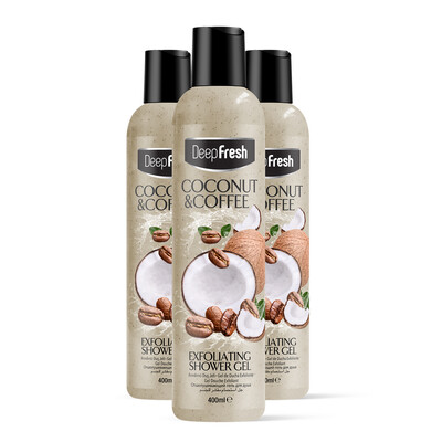 Deep Fresh - Deep Fresh Arındırıcı Peeling Duş Jeli Hindistan Cevizi & Kahve 400 ml 3 Adet | Body Scrub | Pürüzsüz Cilt