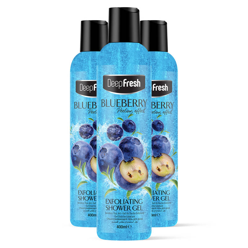 Deep Fresh Arındırıcı Peeling Duş Jeli Yaban Mersini 400 ml 3 Adet | Body Scrub | Pürüzsüz ve Yumuşak Cilt