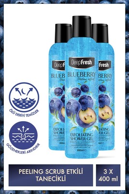 Deep Fresh Arındırıcı Peeling Duş Jeli Yaban Mersini 400 ml 3 Adet | Body Scrub | Pürüzsüz ve Yumuşak Cilt - Thumbnail