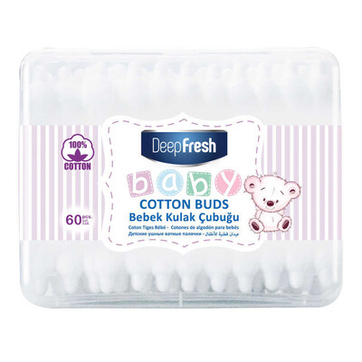 Deep Fresh - Deep Fresh Bebek Pamuklu Kulak Temizleme Çubuğu 60 Adet