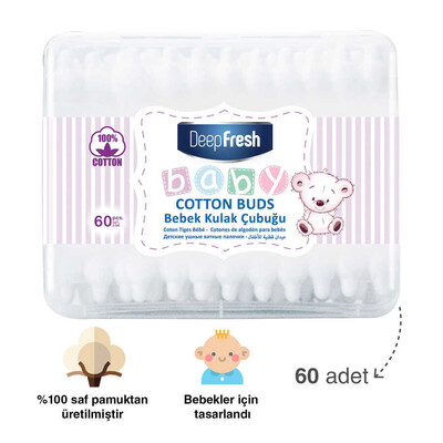 Deep Fresh - Deep Fresh Bebek Pamuklu Kulak Temizleme Çubuğu 60 Adet (1)