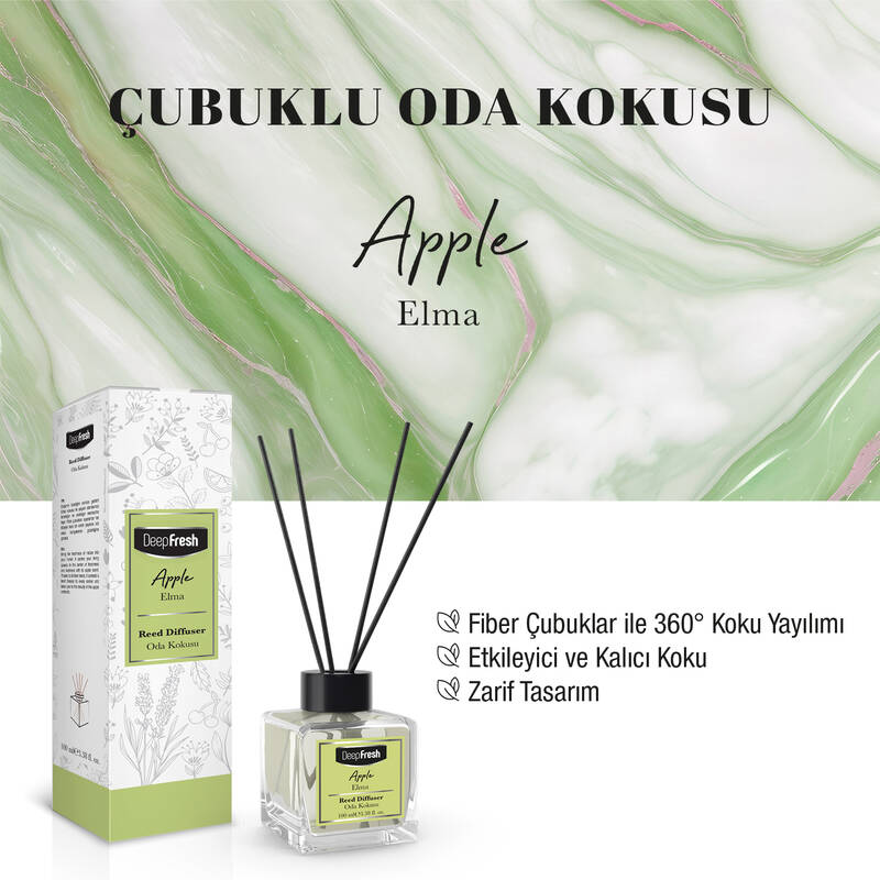 Deep Fresh Çubuklu Oda Kokusu Elma 100 ml Deep Fresh Çubuklu Oda Kokusu Elma 100 ml