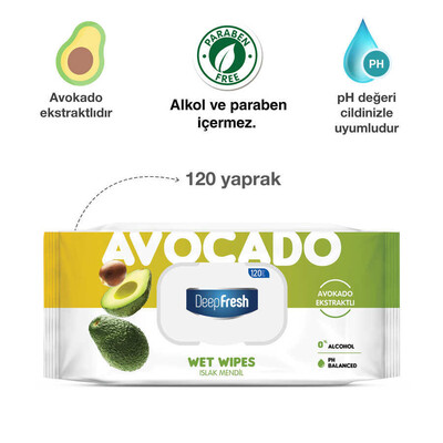 Deep Fresh Doğal Özlü Avokado Islak Mendil 120 Yaprak (2)