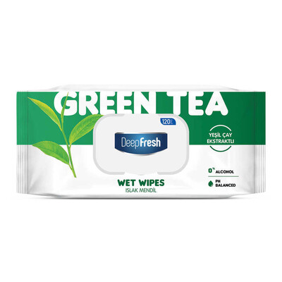 Deep Fresh Doğal Özlü Yeşil Çay Islak Mendil 120 Yaprak - Thumbnail