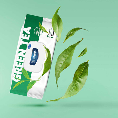 Deep Fresh Doğal Özlü Yeşil Çay Islak Mendil 120 Yaprak - Thumbnail