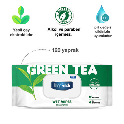 Deep Fresh Doğal Özlü Yeşil Çay Islak Mendil 120 Yaprak (2)
