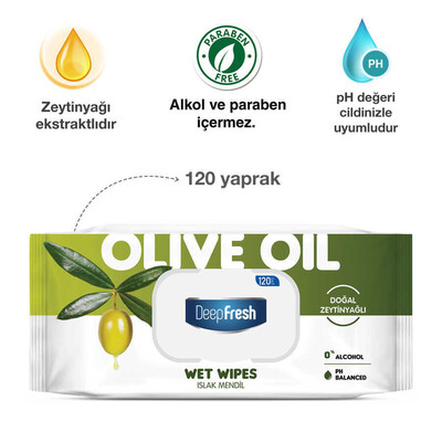 Deep Fresh Doğal Özlü Zeytinyağı Islak Mendil 120 Yaprak (2)