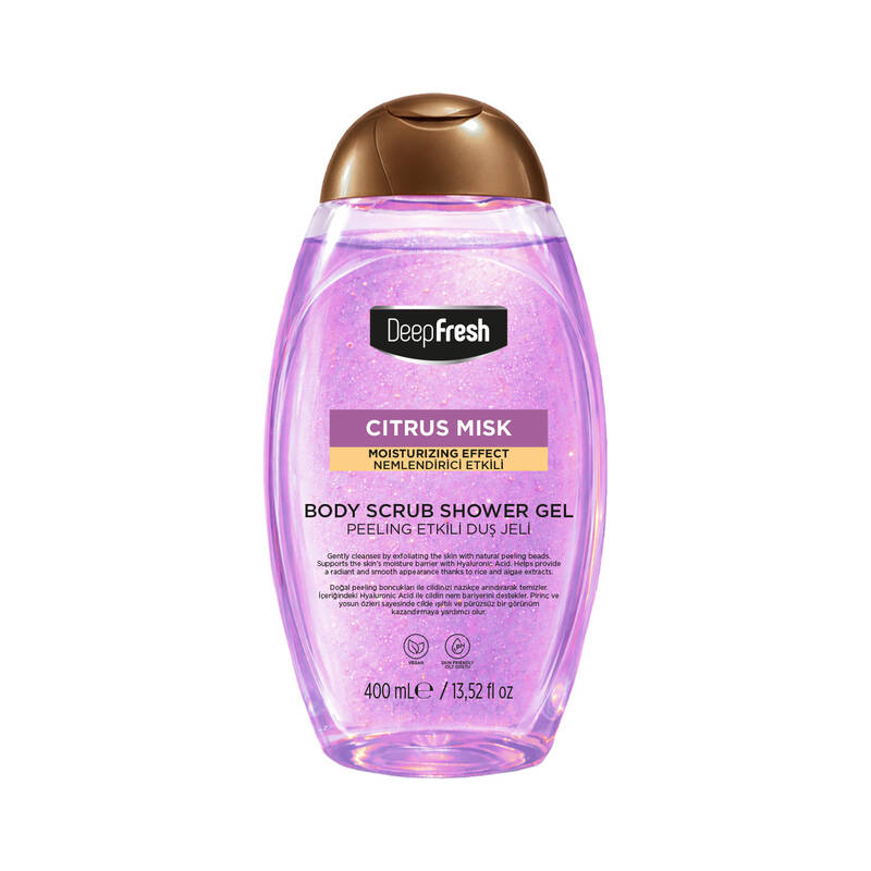 Deep Fresh Duş jeli Scrub Pembe Kapaklı 400 ml