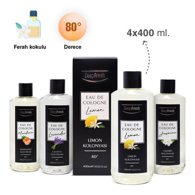 Deep Fresh Eau De Cologne 80 Derece Kolonya Karma Paket 4 x 400 ml - Thumbnail
