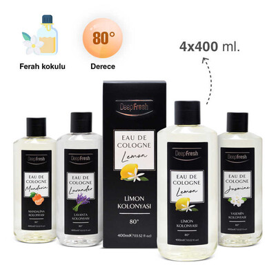 Deep Fresh Eau De Cologne 80 Derece Kolonya Karma Paket 4 x 400 ml - Thumbnail
