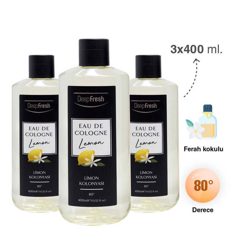 Deep Fresh Eau De Cologne 80 Derece Limon Kolonya 3 x 400 ml