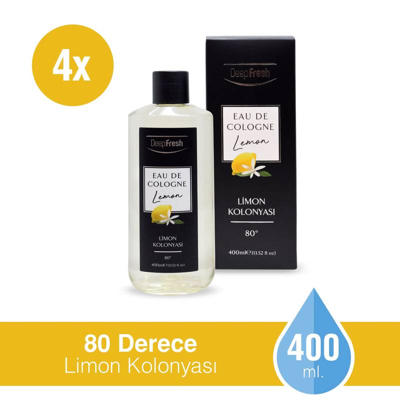 Deep Fresh Eau De Cologne 80 Derece Limon Kolonyası 4 x 400 ml