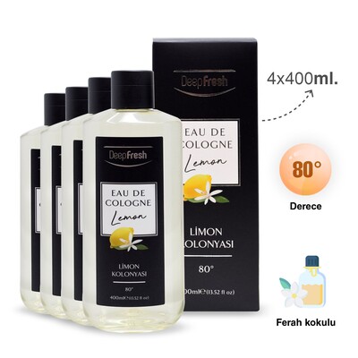 Deep Fresh Eau De Cologne 80 Derece Limon Kolonyası 4 x 400 ml - Thumbnail