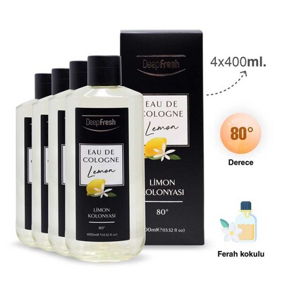 Deep Fresh Eau De Cologne 80 Derece Limon Kolonyası 4 x 400 ml - Thumbnail
