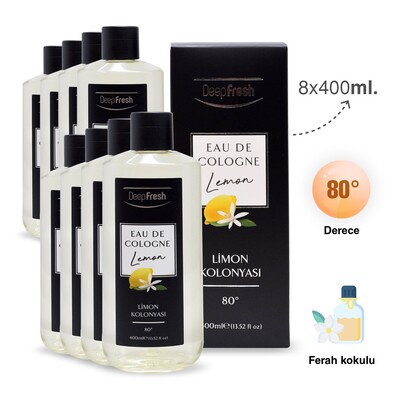 Deep Fresh Eau De Cologne 80 Derece Limon Kolonyası 8 x 400 ml - Thumbnail