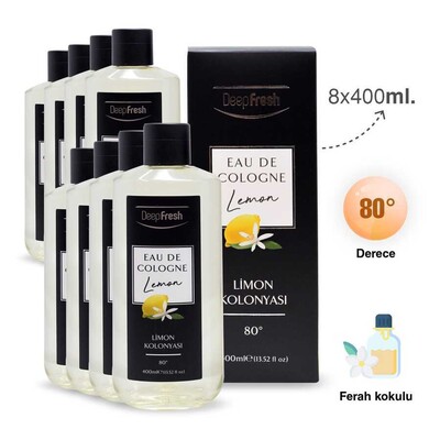 Deep Fresh Eau De Cologne 80 Derece Limon Kolonyası 8 x 400 ml - Thumbnail