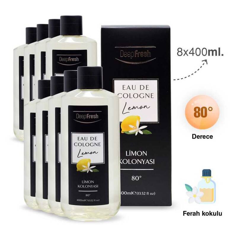 Deep Fresh Eau De Cologne 80 Derece Limon Kolonyası 8 x 400 ml