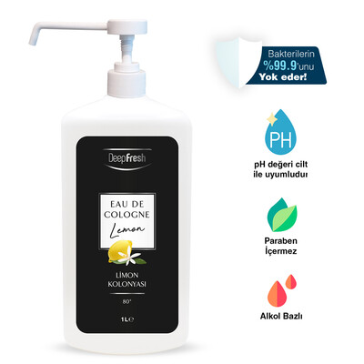 Deep Fresh Eau De Cologne 80 Derece Sprey Limon Kolonya 1000 ml (2)
