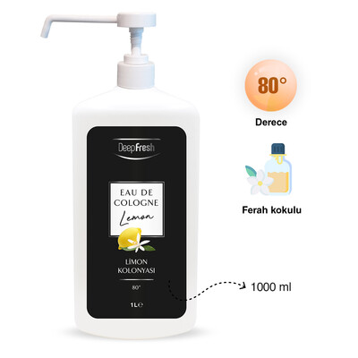 Deep Fresh Eau De Cologne 80 Derece Sprey Limon Kolonya 1000 ml (4)