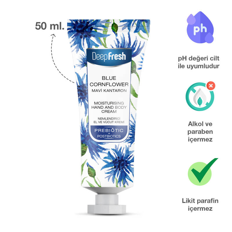 Deep Fresh Prebiyotik Nemlendirici El Ve Vücut Kremi Mavi Kantaron 50 ml