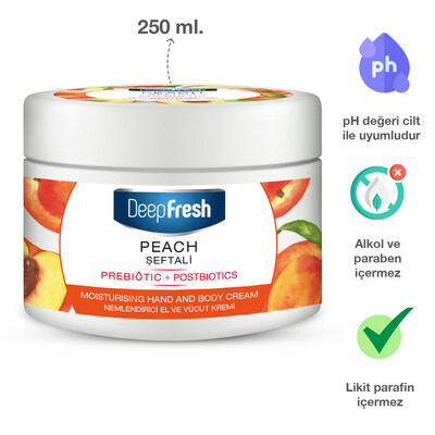 Deep Fresh Prebiyotik Nemlendirici El Ve Vücut Kremi Şeftali 250 ml - Thumbnail
