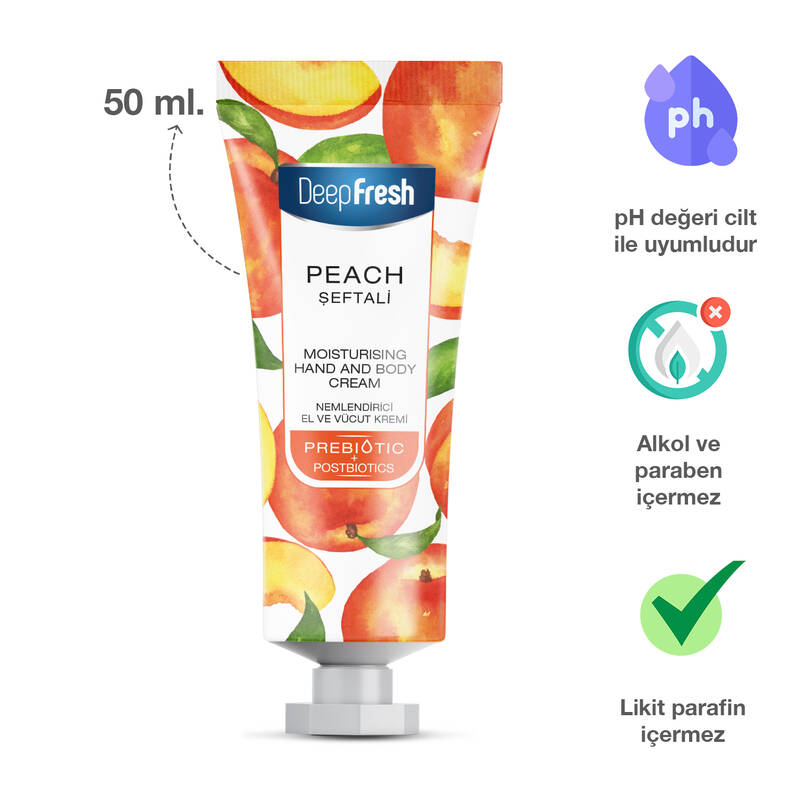 Deep Fresh Prebiyotik Nemlendirici El Ve Vücut Kremi Şeftali 50 ml
