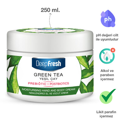 Deep Fresh - Deep Fresh Prebiyotik Nemlendirici El Ve Vücut Kremi Yeşil Çay 250 ml (1)