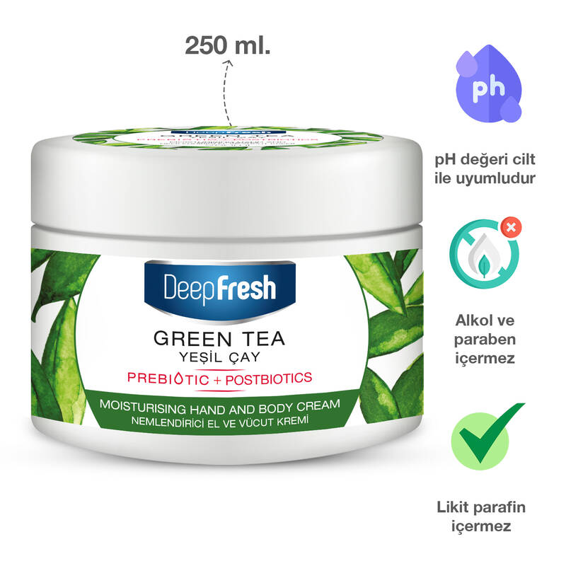 Deep Fresh Prebiyotik Nemlendirici El Ve Vücut Kremi Yeşil Çay 250 ml