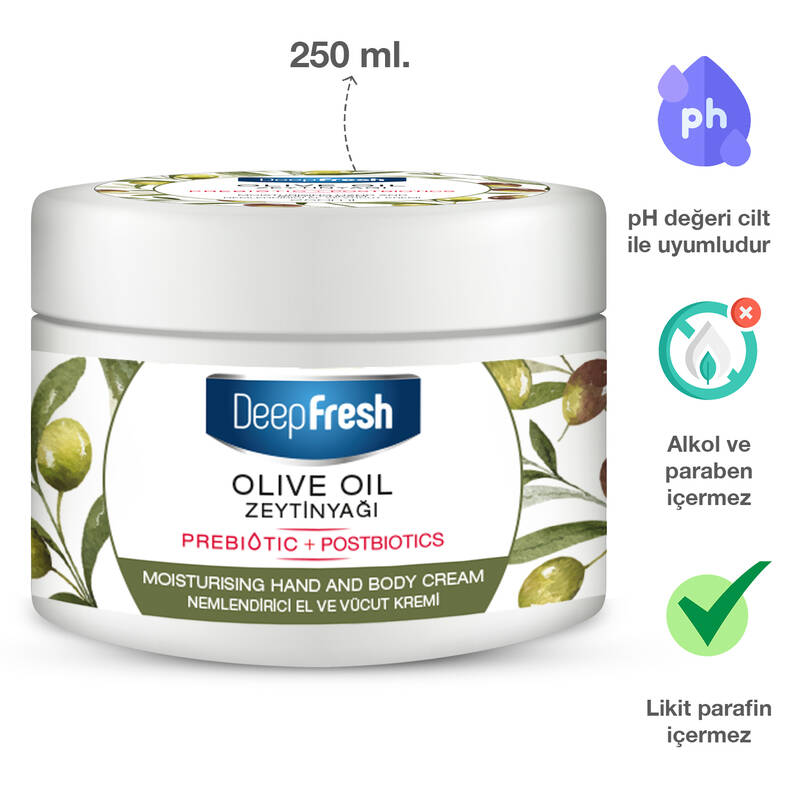 Deep Fresh Prebiyotik Nemlendirici El Ve Vücut Kremi Zeytinyağı 250 ml