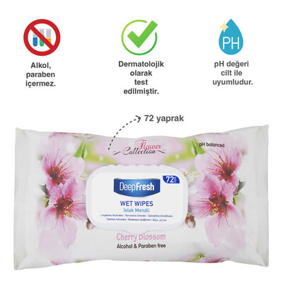 Deep Fresh Flower Collection Islak Mendil Kiraz Çiçeği 72 Yaprak (2)