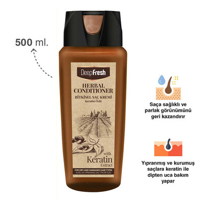 Deep Fresh Herbal Bitkisel Saç Kremi Keratin Özlü Kuru & Yıpranmış Saçlar 500 ml - Thumbnail