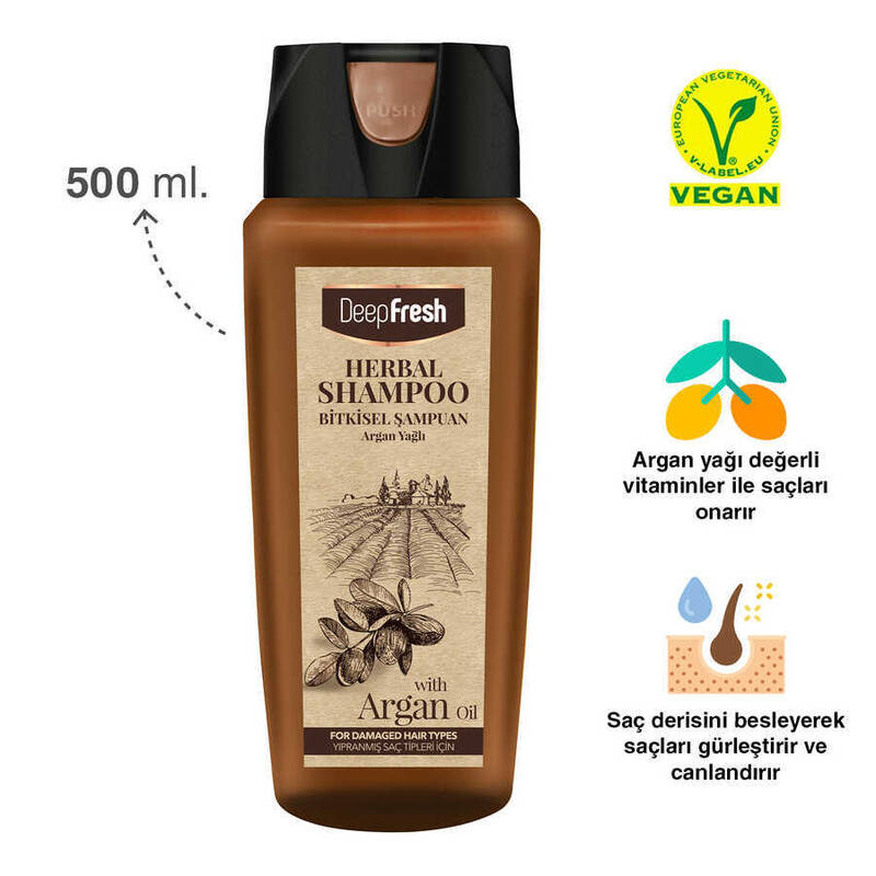 Deep Fresh Herbal Bitkisel Şampuan Argan Yağı Özlü Yıpranmış Saçlar 500 ml