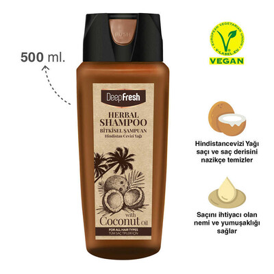Deep Fresh Herbal Bitkisel Şampuan Hindistan Cevizi Yağı Özlü Tüm Saçlar 500 ml (2)