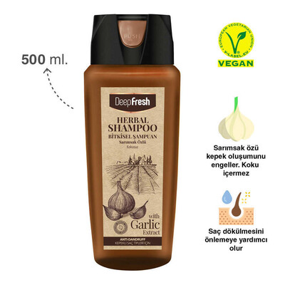 Deep Fresh Herbal Bitkisel Şampuan Sarımsak Özlü Kepekli Saçlar 500 ml - Thumbnail