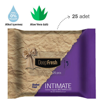 Deep Fresh Intimate Genital Bölge Temizleme Mendili Aloevera 25 Yaprak - Thumbnail