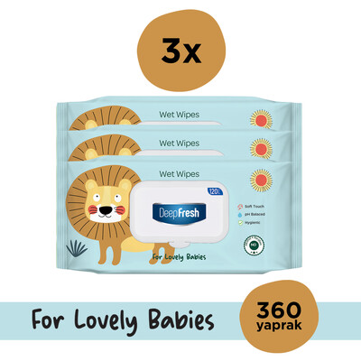 Deep Fresh - Deep Fresh Islak Mendil Lovely Babies Aslan 3 x 120 Yaprak