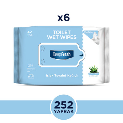Deep Fresh - Deep Fresh Islak Tuvalet Mendili Aloe Vera Kapaksız 6 x 42 Yaprak