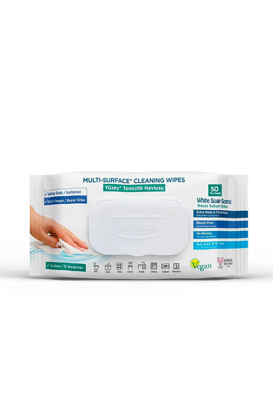 Deep Fresh İz Bırakmaz Yüzey Temizleme Havlusu Karbonat & Beyaz Sirke 50 Yaprak